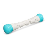 Teal and grey stick for dogs.  it floats and is engaging with built in squeakers. 