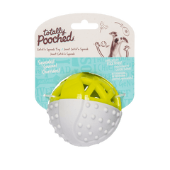 Green and grey durable dog toy ball.  Promotes engaging and interactive play.  