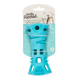 Teal bone shaped dog toy.  Promotes engaging entertaining fun for your dog.  